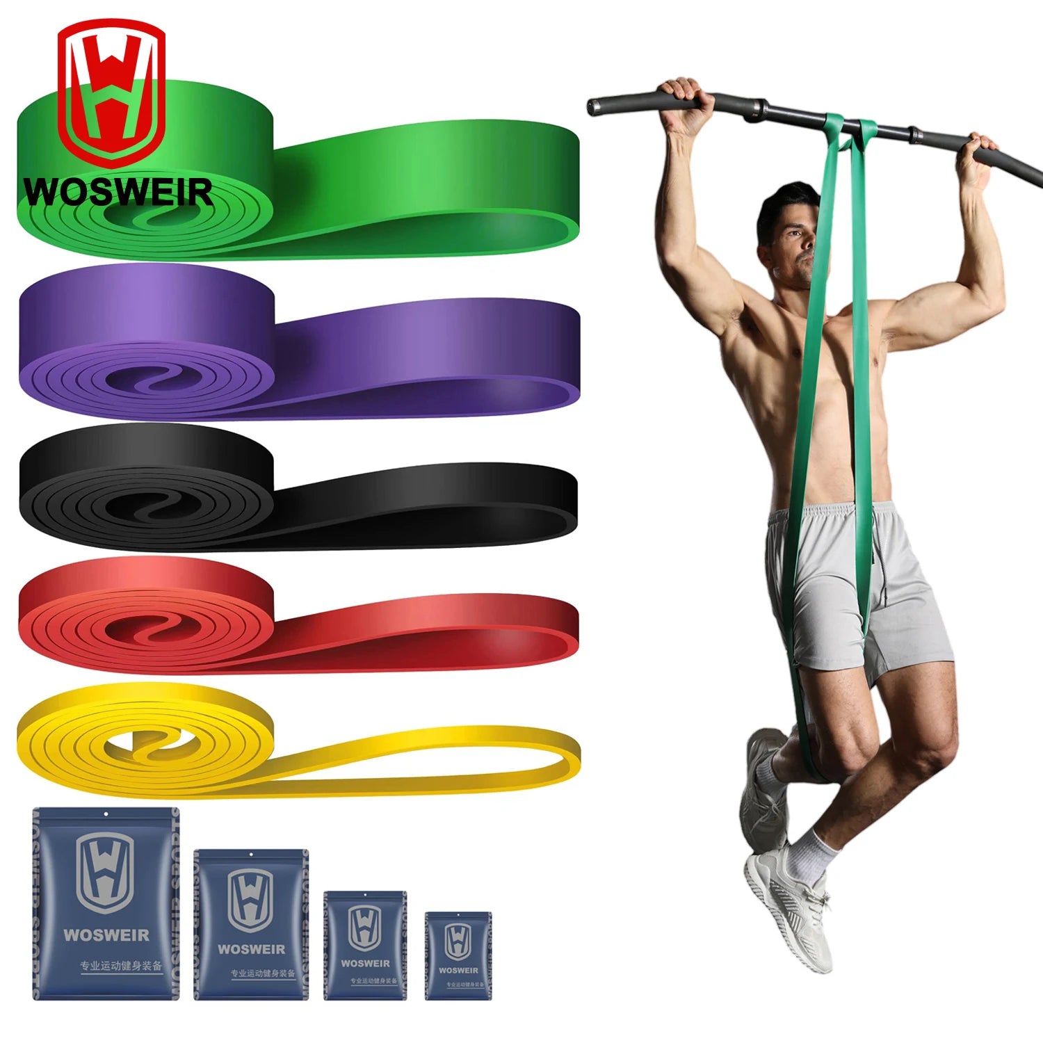 Wosweir-Elastic Training Gum Resistance Bands Gym Home Fitness Expander Yoga Pull up Assist Rubber Crossfit Workout Equipment
